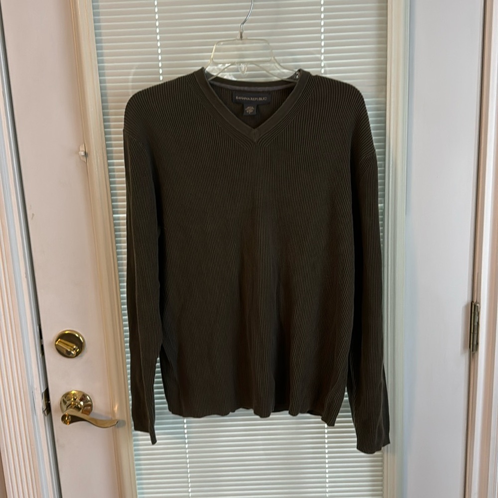 Banana Republic Men’s Green Ribbed Long Sleeve Shirt LARGE